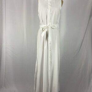 Theory Size 10 White Sleeveless Maxi Summer Dress